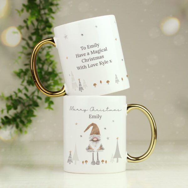 Personalised Christmas Gonk Gold Handed Mug 13 Personalised Christmas Gonk Gold Handed Mug