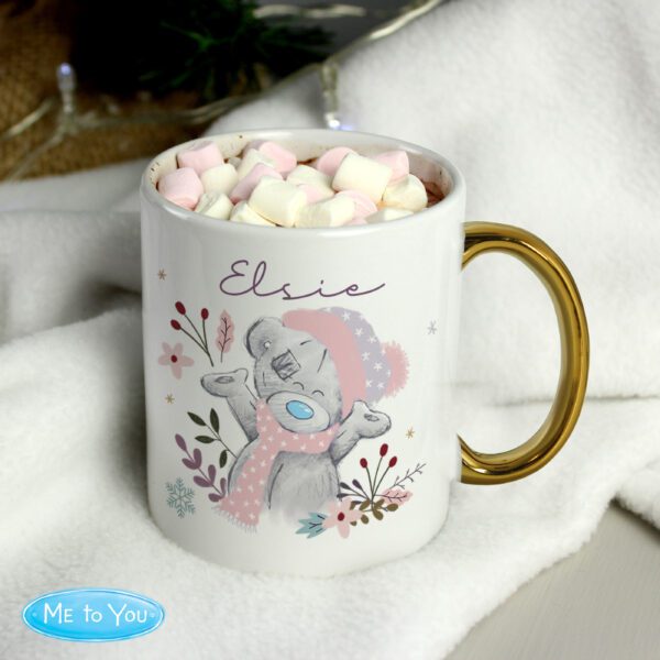 Personalised Me to You Cosy Winter Gold Handled Mug 25 Personalised Me to You Cosy Winter Gold Handled Mug