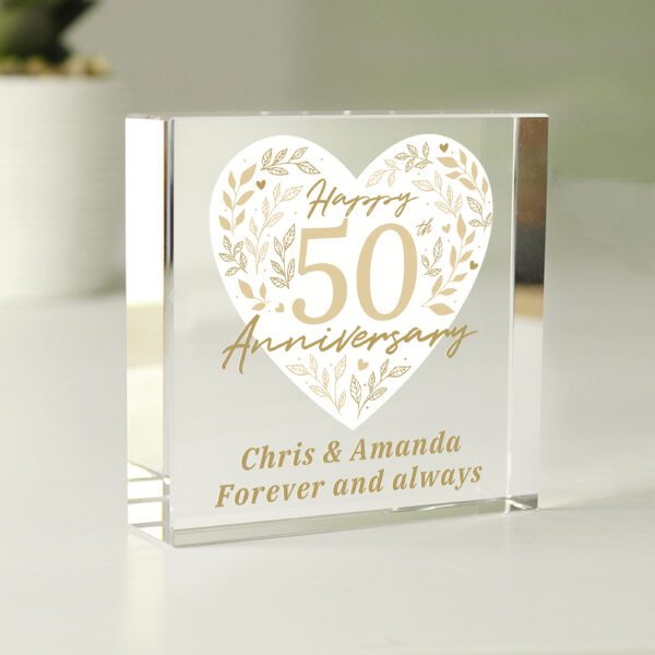 Personalised 50th Golden Wedding Anniversary Crystal Token 29 Personalised 50th Golden Wedding Anniversary Crystal Token