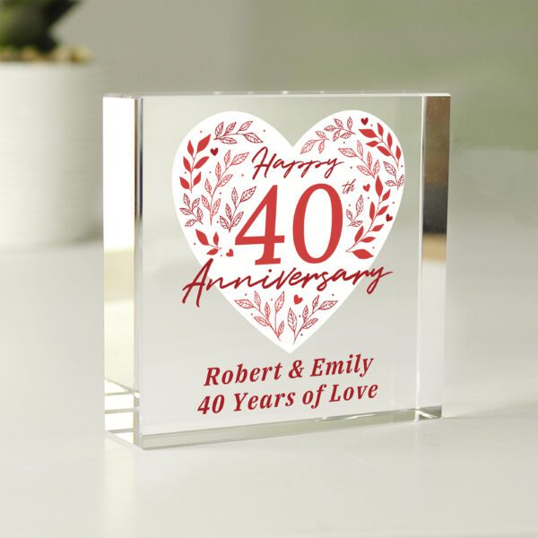 Personalised 40th Ruby Wedding Anniversary Crystal Token 29 Personalised 40th Ruby Wedding Anniversary Crystal Token
