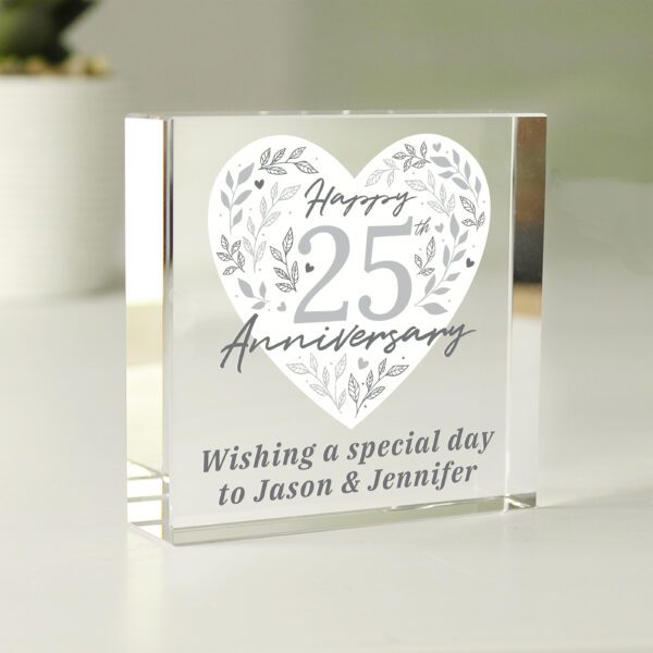 Personalised 25th Silver Wedding Anniversary Crystal Token 20 Personalised 25th Silver Wedding Anniversary Crystal Token