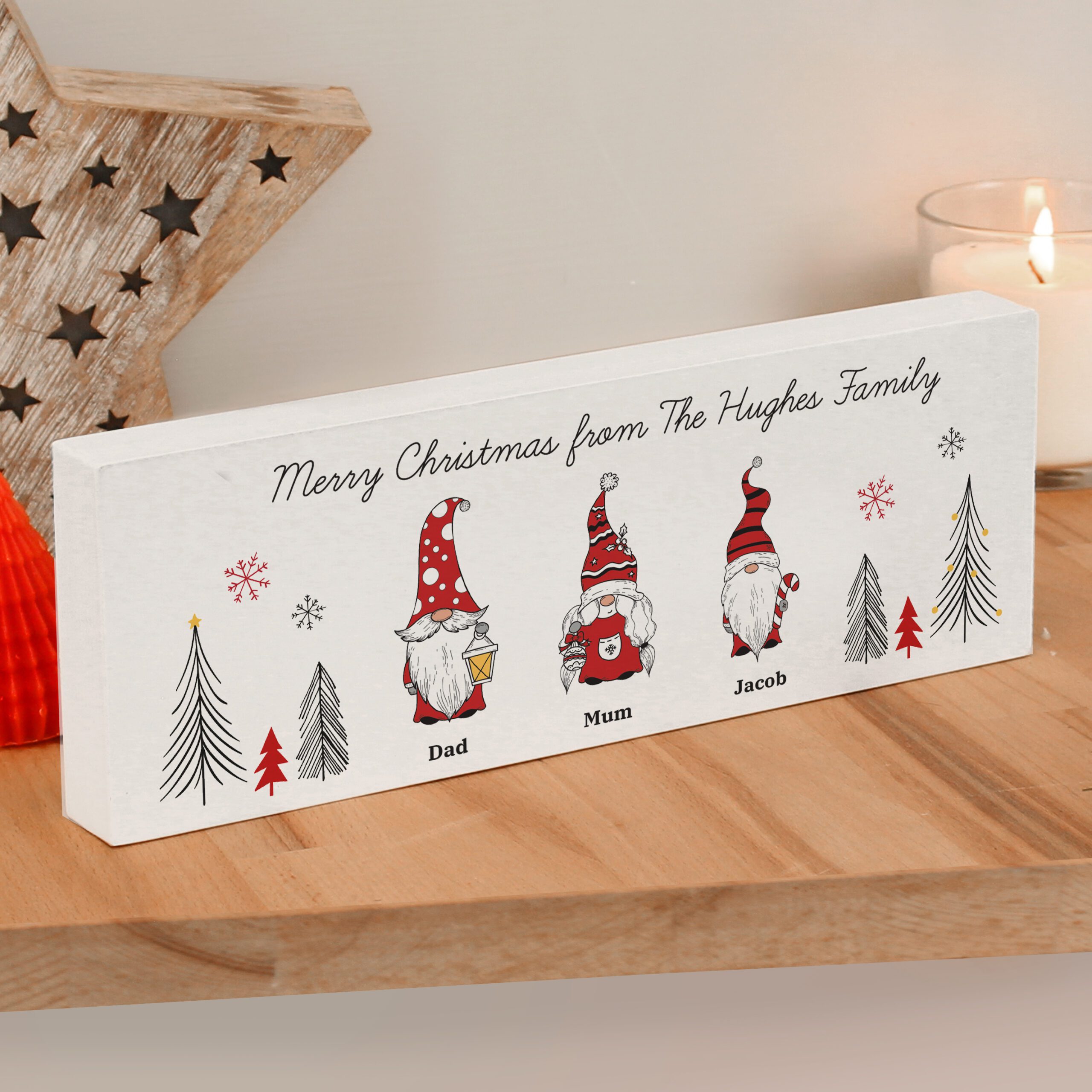 Personalised Gonk Family Mantle Christmas Decoration 2 Personalised Gonk Family Mantle Christmas Decoration