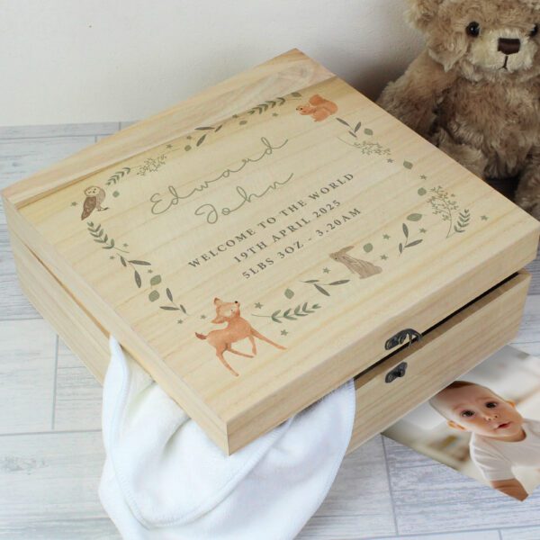 Personalised Woodland Animal Large Wooden Keepsake Box - ForYou.ie