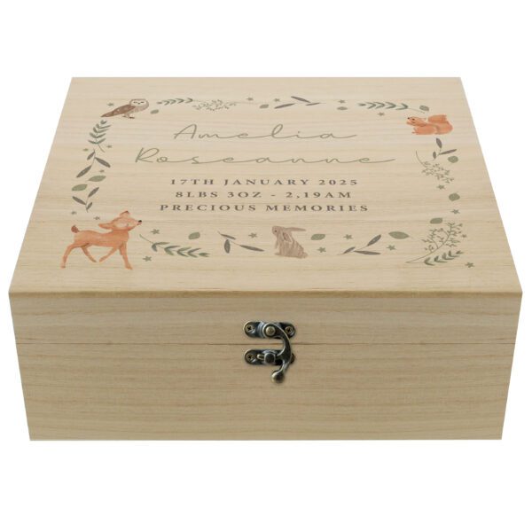 Personalised Woodland Animal Large Wooden Keepsake Box - ForYou.ie