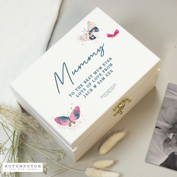 Personalised Hotchpotch Butterfly White Wooden Keepsake Box 4 Personalised Hotchpotch Butterfly White Wooden Keepsake Box
