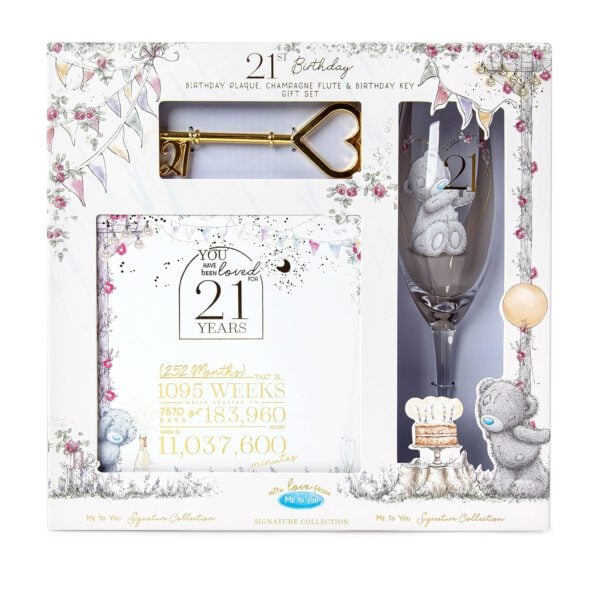 Me to You Tatty Teddy 21st Plaque, Glass and Key Gift Set