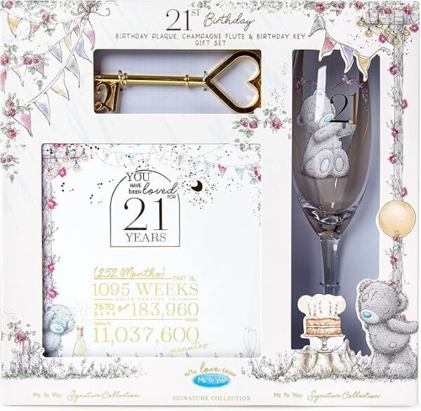 Me to You Champagne Flute and Dressing Gown 21st Birthday Gift Set