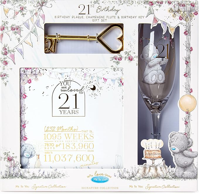 Me to You Champagne Flute and Dressing Gown 21st Birthday Gift Set