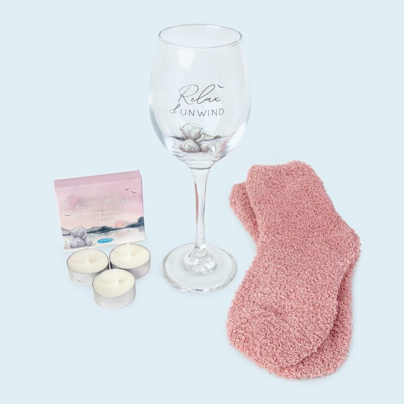 Me to You Tatty Teddy Wine Glass, Socks and Tea Lights Gift Set