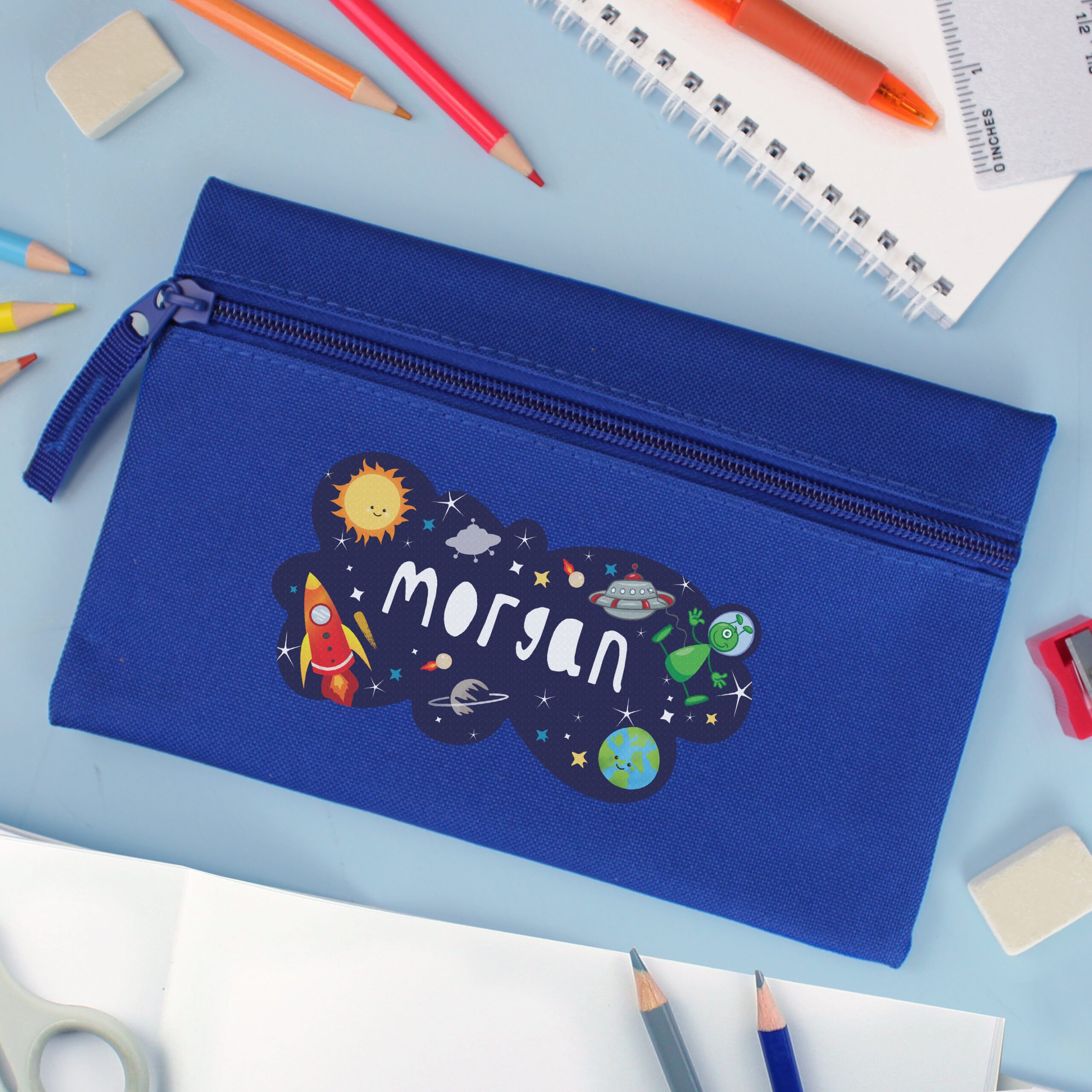 Personalised Space Blue Pencil Case 3 Personalised Space Blue Pencil Case