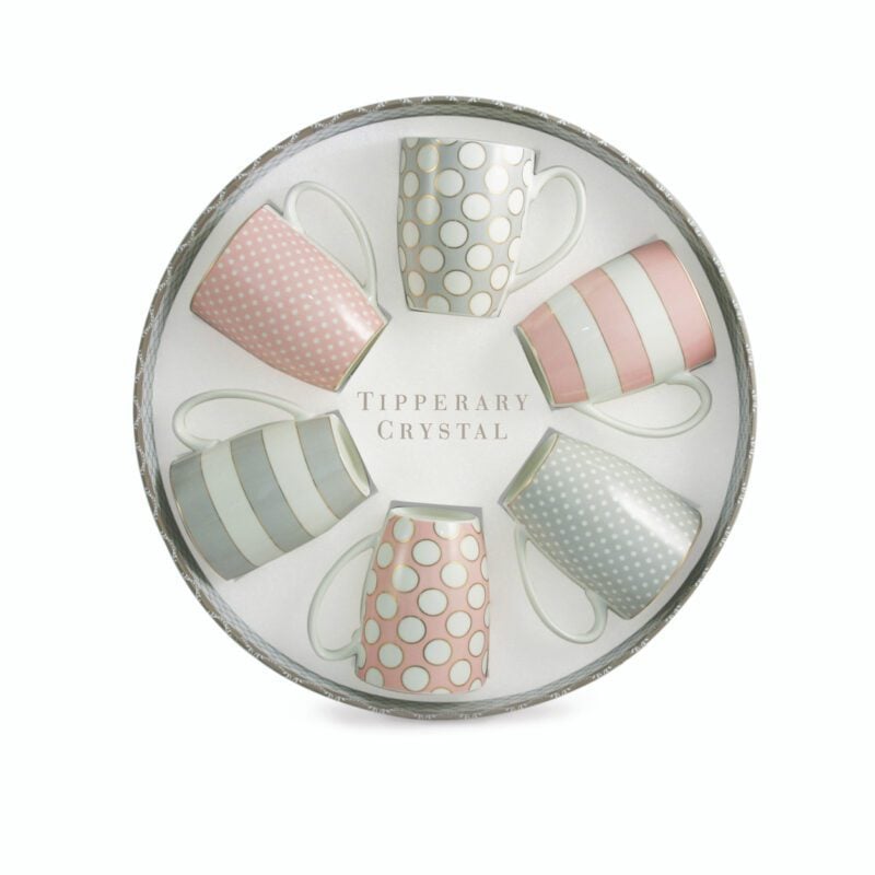 Tipperary Crystal Set 6 Bone China Mugs - Spots & Stripes Party Pack 23 105874 Party Pack 33075