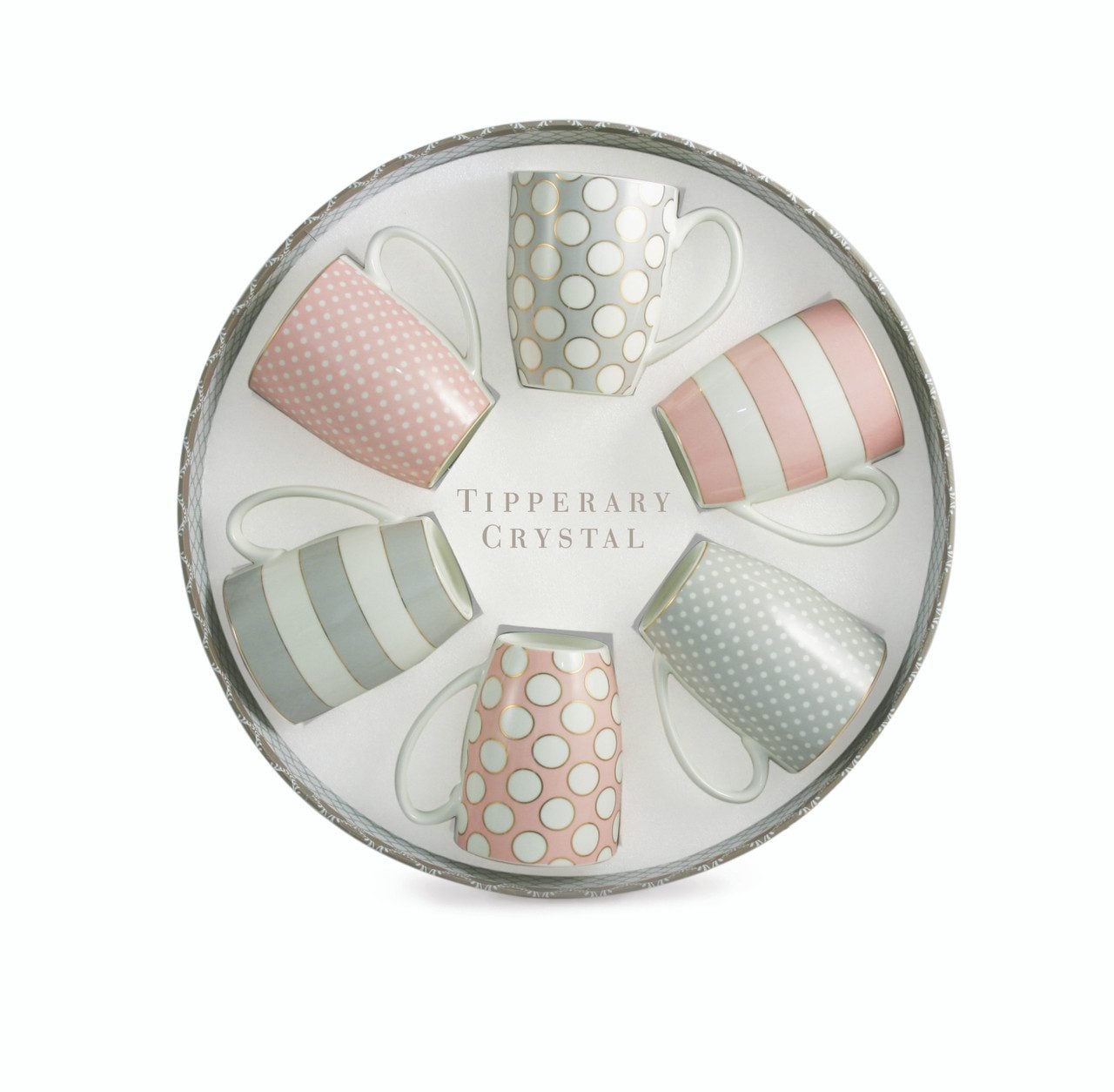 Tipperary Crystal Set 6 Bone China Mugs - Spots & Stripes Party Pack 1 Tipperary Crystal Set 6 Bone China Mugs - Spots & Stripes Party Pack