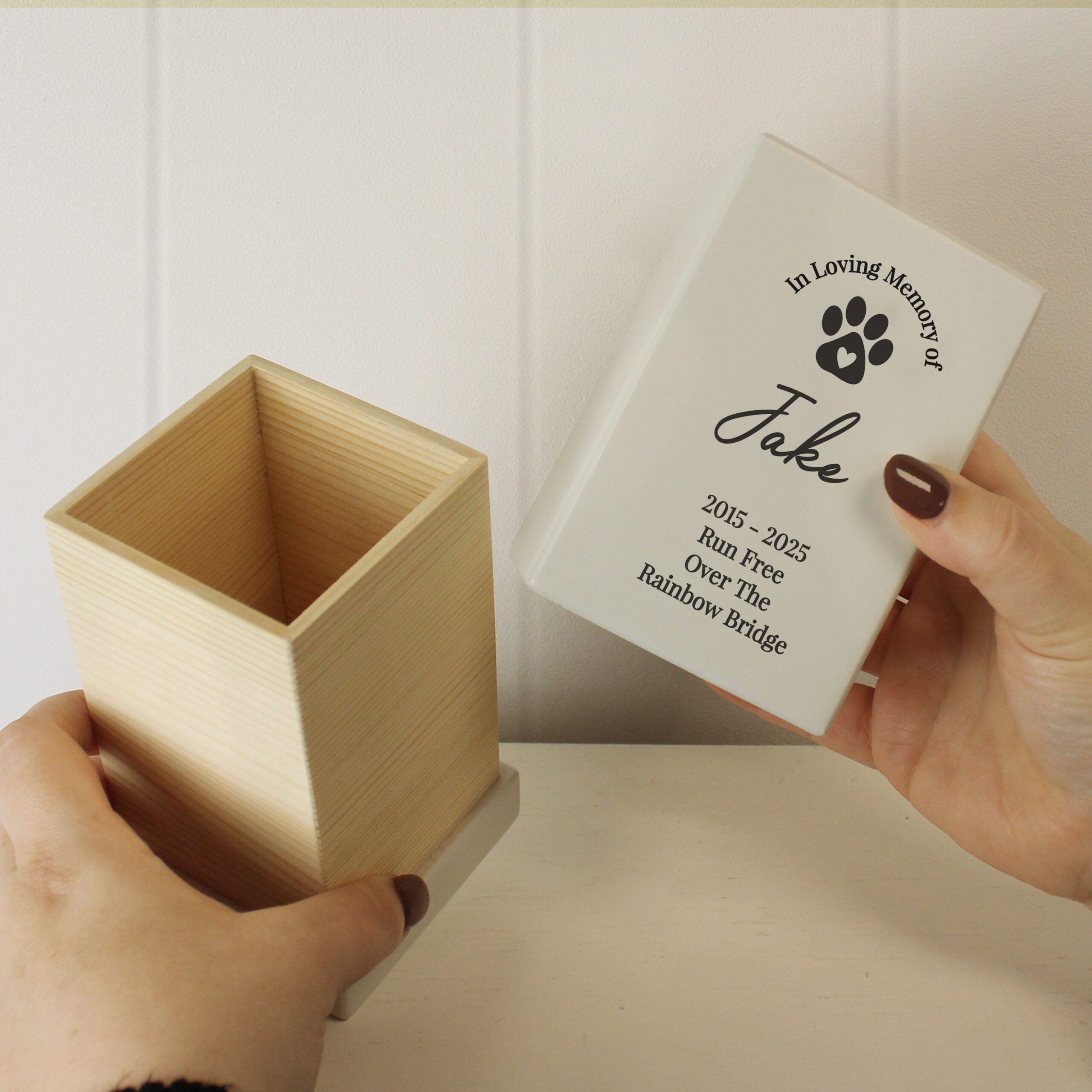 Personalised Pet Memorial Small Wooden Urn 4 Personalised Pet Memorial Small Wooden Urn - Image 4