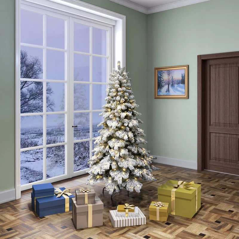 SnowyDownsweptDouglas6ftTreewith350WarmWhiteLED