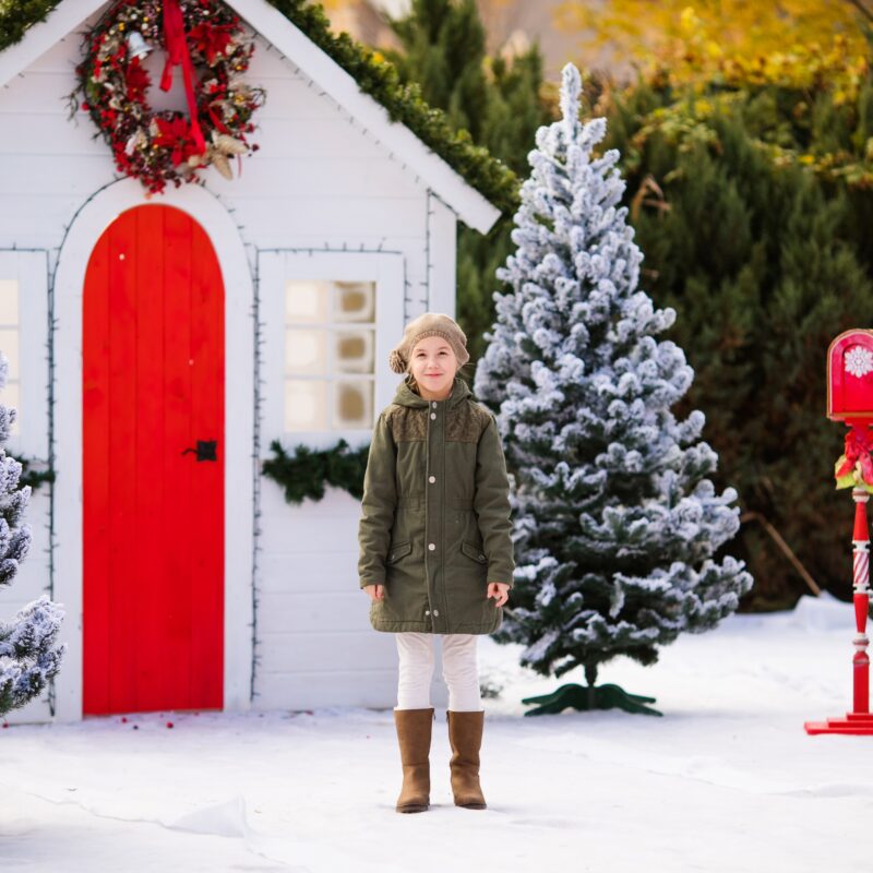 cute blonde girl near the small house and snow cov 2024 09 16 20 56 19 utc