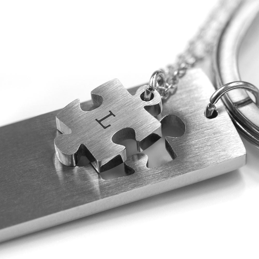 Personalised Perfect Fit Puzzle Piece Necklace & Keyring Set 4 Personalised Perfect Fit Puzzle Piece Necklace & Keyring Set