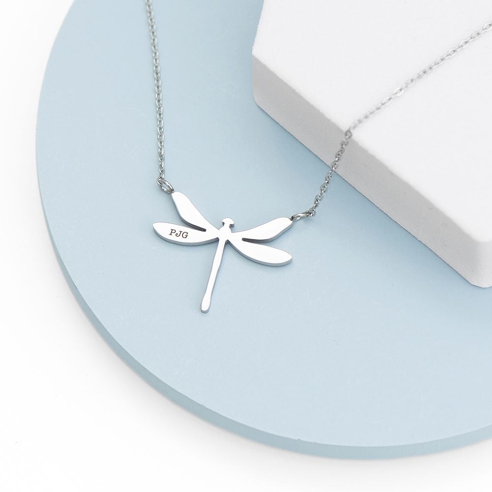 Personalised Dragonfly Silver Necklace 2 Personalised Dragonfly Silver Necklace