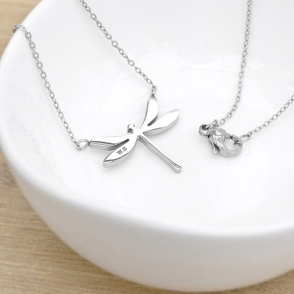 Personalised Dragonfly Silver Necklace 3 Personalised Dragonfly Silver Necklace