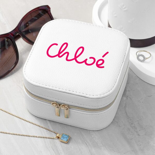Personalised Summer Style White Jewellery Case - Pink