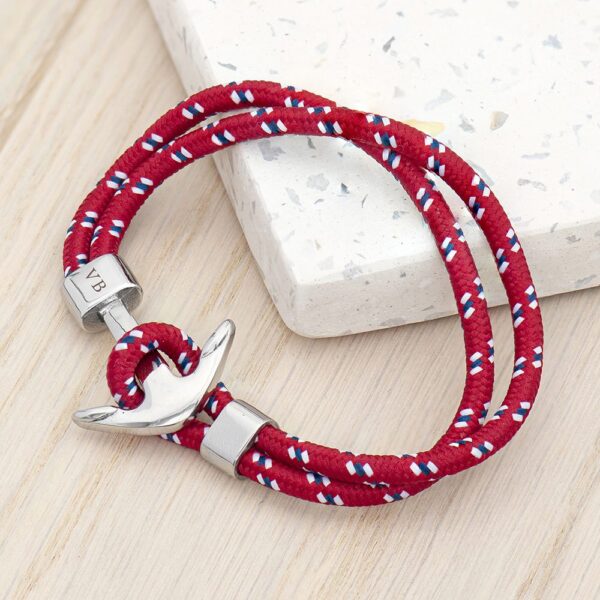 Personalised Mens Red Rope Nautical Anchor Bracelet
