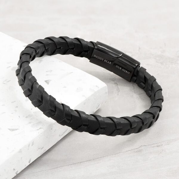 Personalised Men's Leather Chevron Bracelet