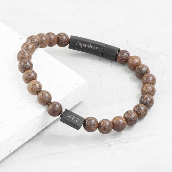 Personalised Men's Black Clasp Wooden Bracelet