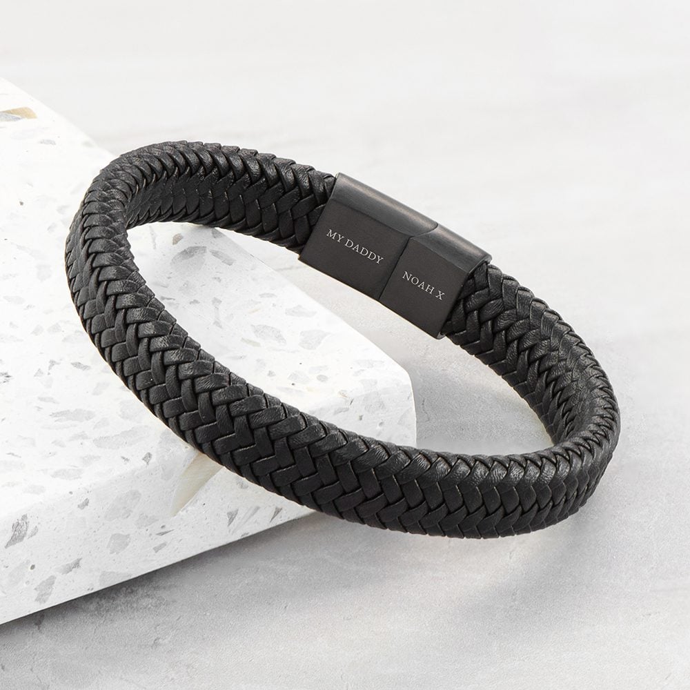 Personalised Men's Leather Braided Bracelet 1 Personalised Men's Leather Braided Bracelet