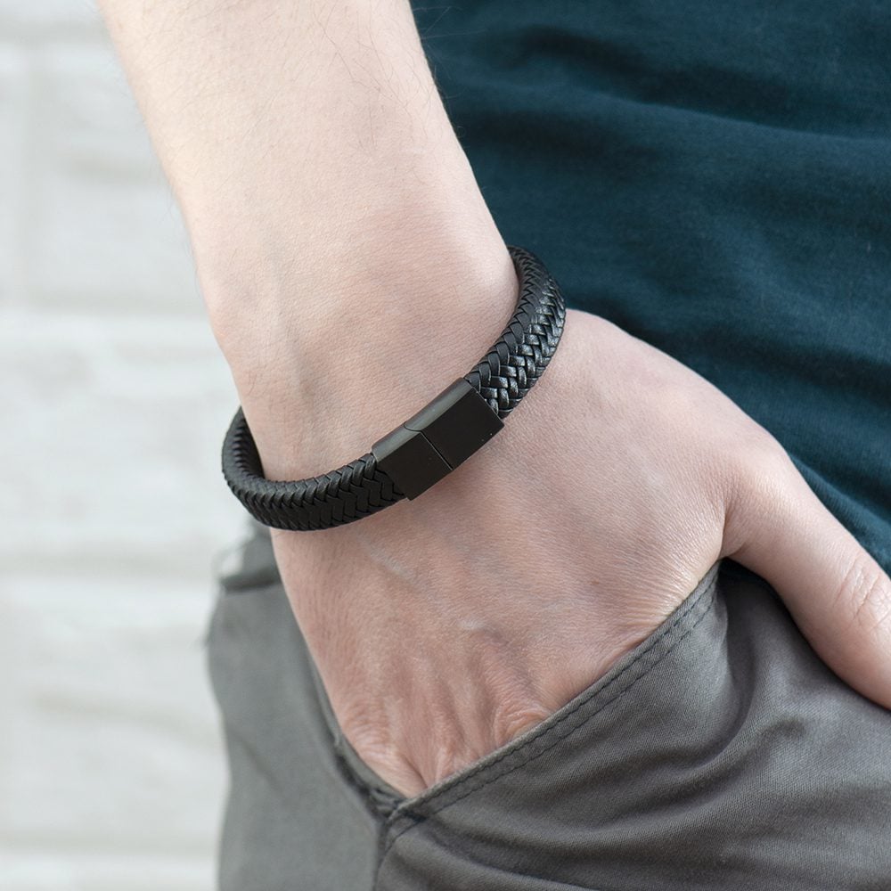 Personalised Men's Leather Braided Bracelet 2 Personalised Men's Leather Braided Bracelet