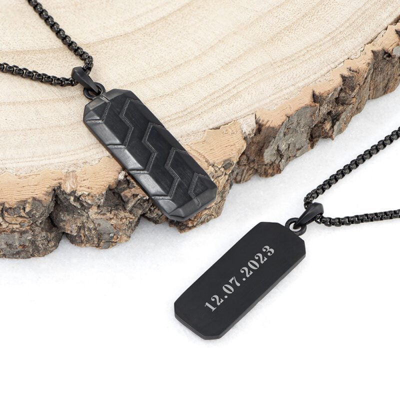 Personalised Men's Black Steel Dog Tag Necklace