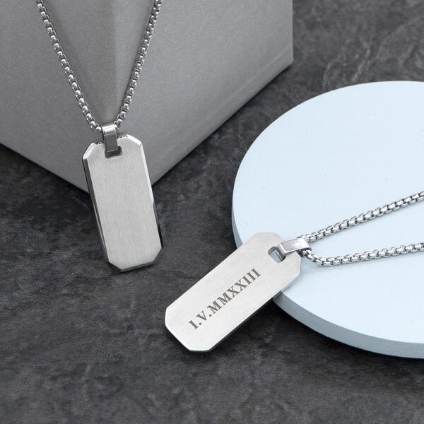 Personalised Men's Brushed Steel Dog Tag Necklace