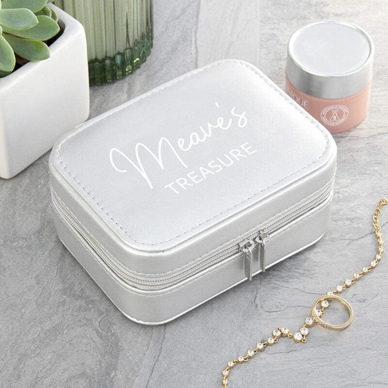 Personalised Silver 'My Treasure' Travel Jewellery Case