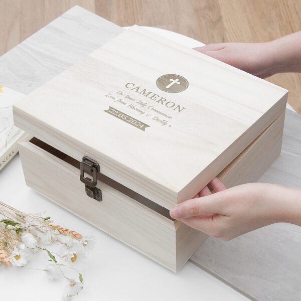 Religious Memory Box with Cross Design 9 Christening Memory Box - Cross - Medium