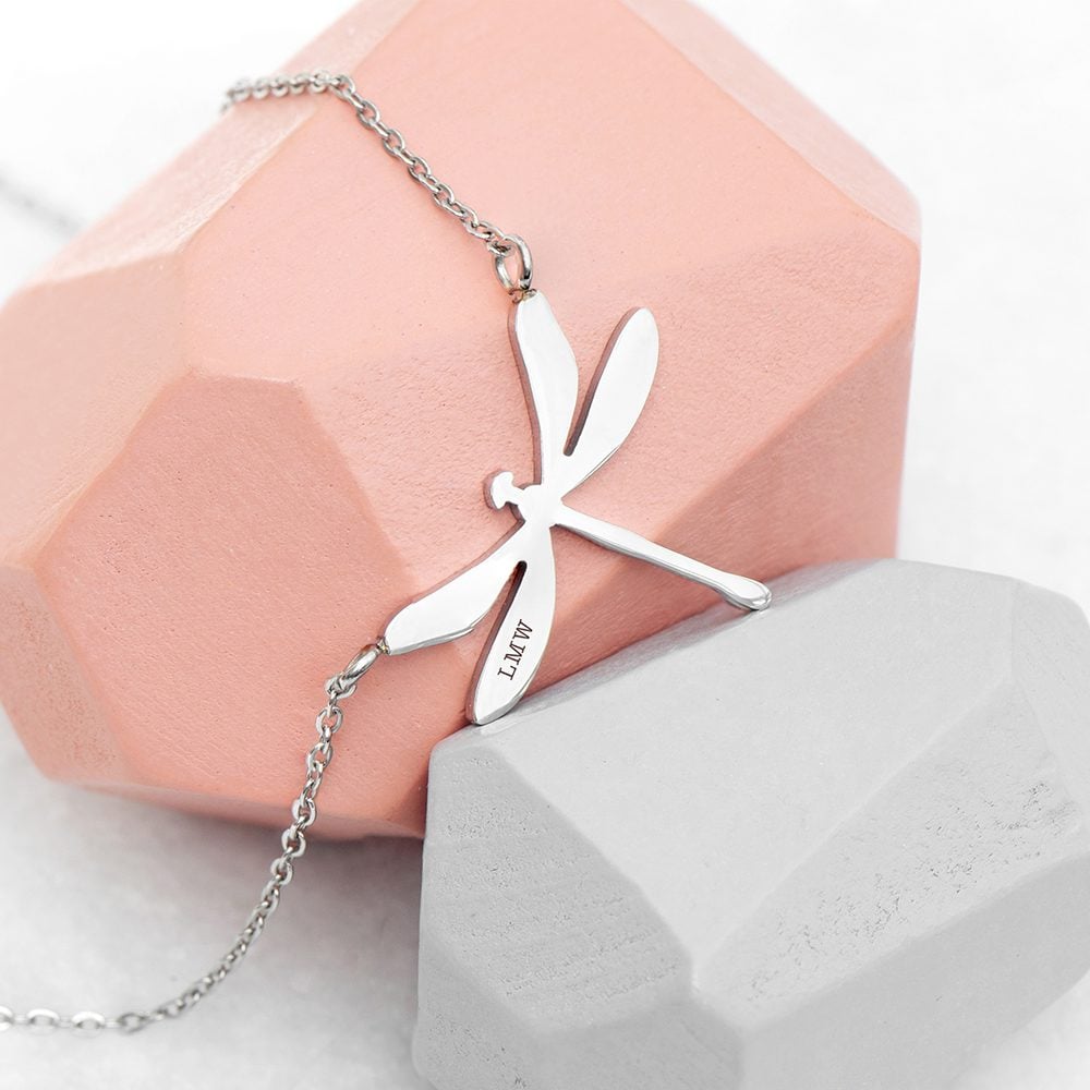 Personalised Dragonfly Silver Necklace 1 Personalised Dragonfly Silver Necklace