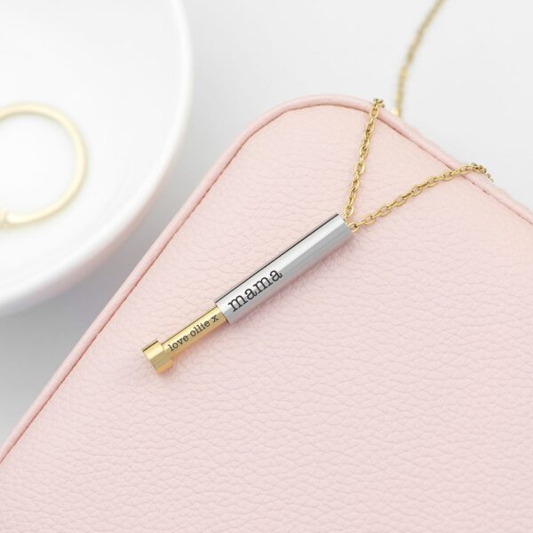 Personalised Gold and Silver Round Hidden Message Capsule Women's Necklace