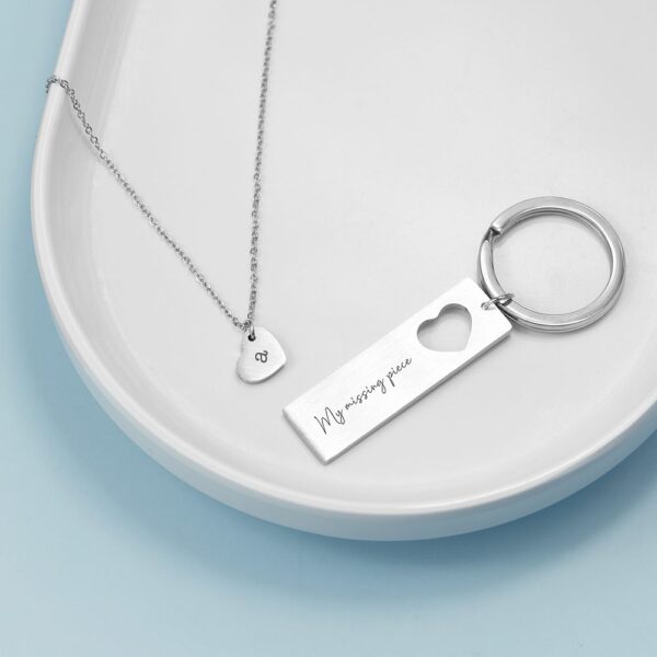 Personalised Love Heart Necklace & Keyring Set