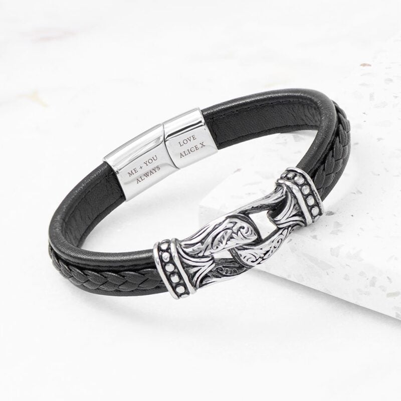 Personalised Men's Buckle Clasp Leather Bracelet