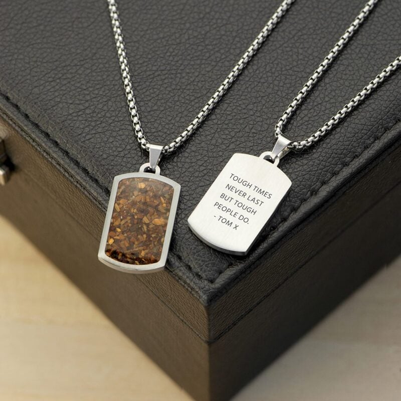 Personalised Men's Tiger's Eye Dog Tag Necklace