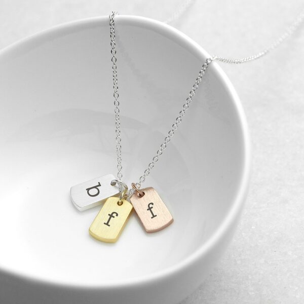 Personalised Mixed Metal Mini Tags Necklace 12 Personalised Mixed Metal Mini Tags Necklace