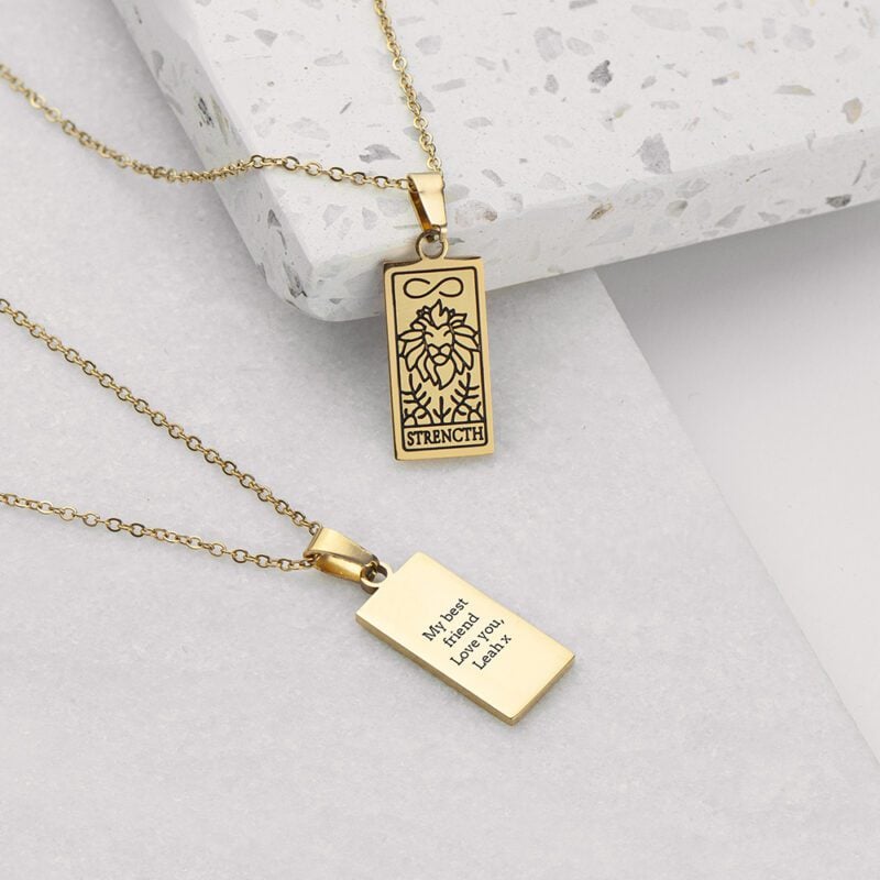 Personalised Strength Tarot Card Necklace