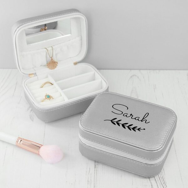 Personalised Wreath Silver Travel Jewellery Case