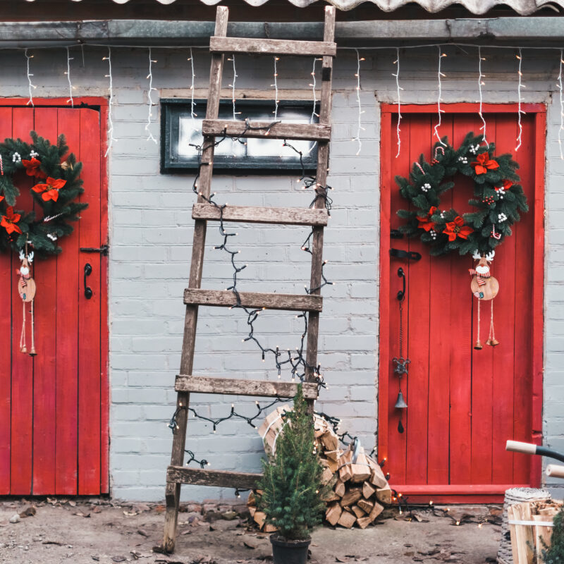 red wooden doors in the backyard decorated with ch 2023 11 27 05 20 16 utc