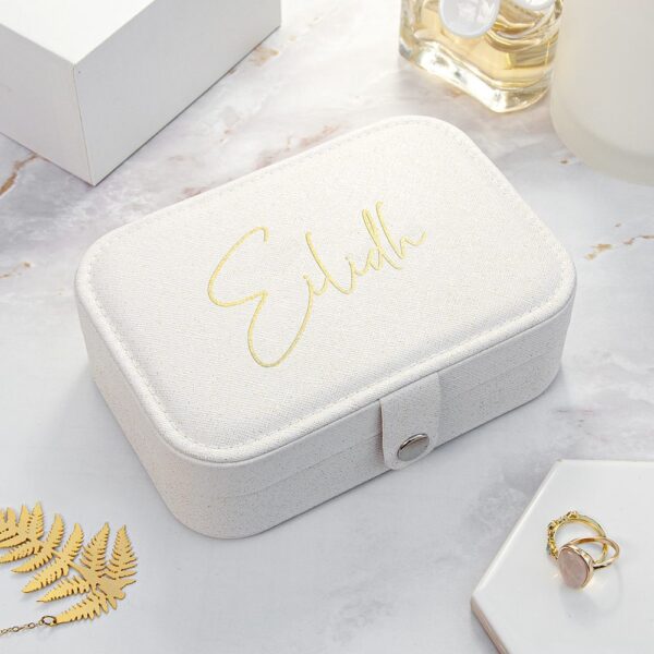 White Glitter Jewellery Case