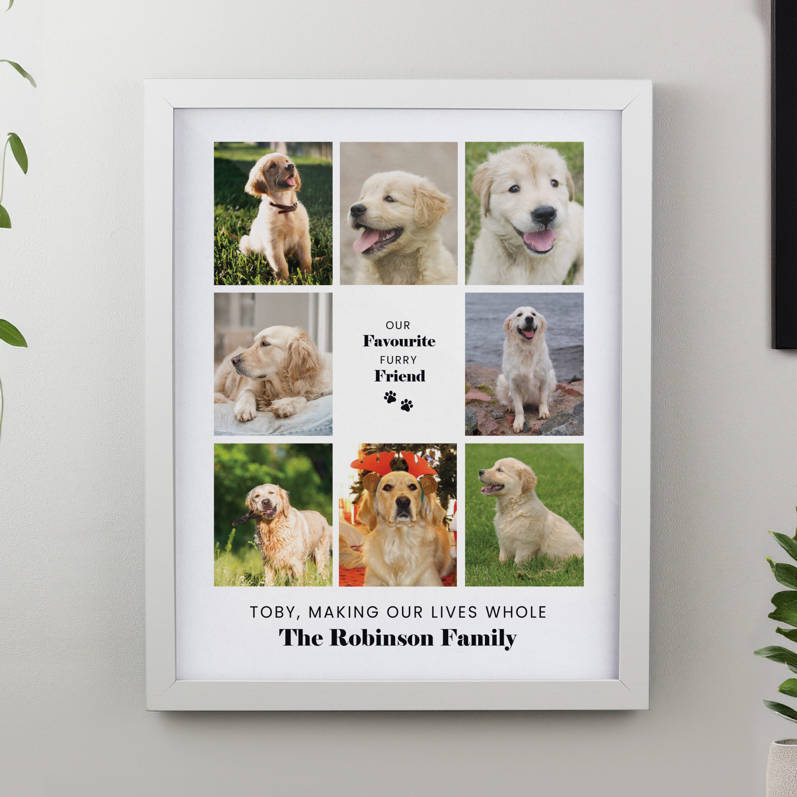Personalised Pet Multi Photo Upload White Framed Print 1 Personalised Pet Multi Photo Upload White Framed Print
