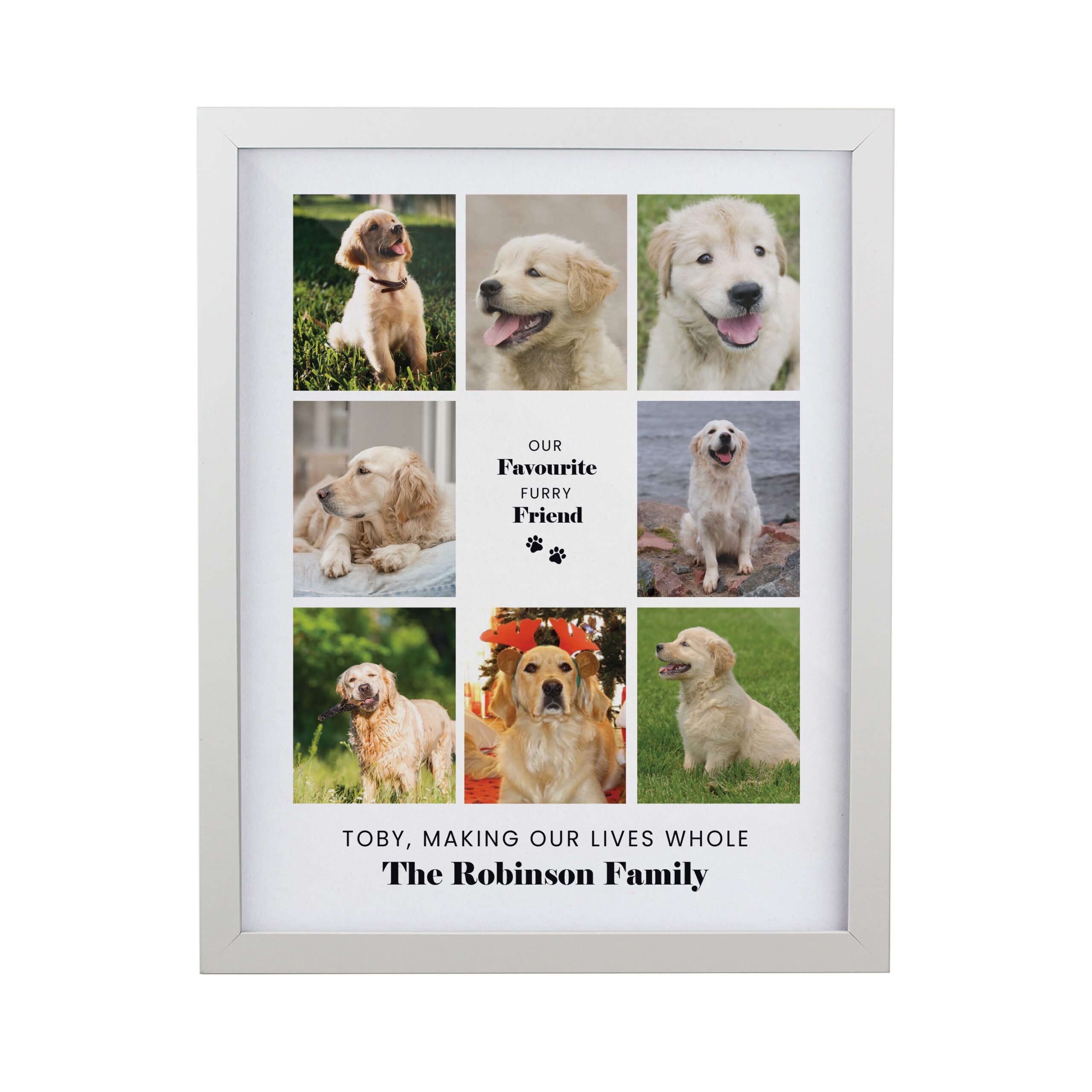 Personalised Pet Multi Photo Upload White Framed Print 4 Personalised Pet Multi Photo Upload White Framed Print