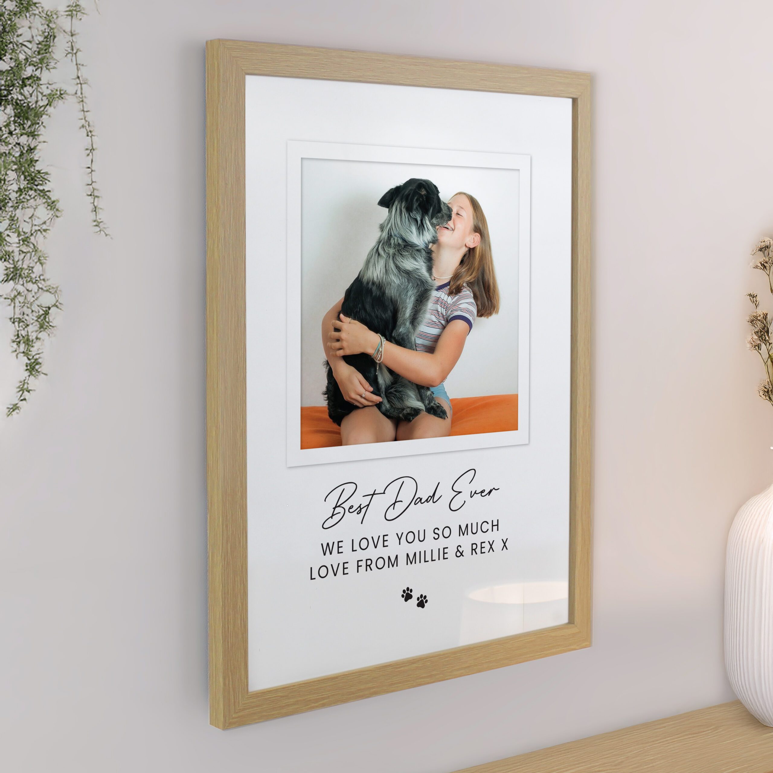Personalised Pet Photo Upload Oak Framed Print 2 Personalised Pet Photo Upload Oak Framed Print