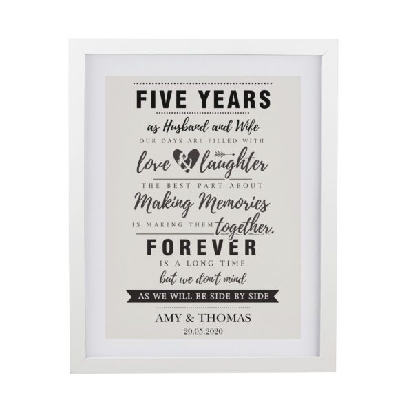Personalised Anniversary White Poster Frane