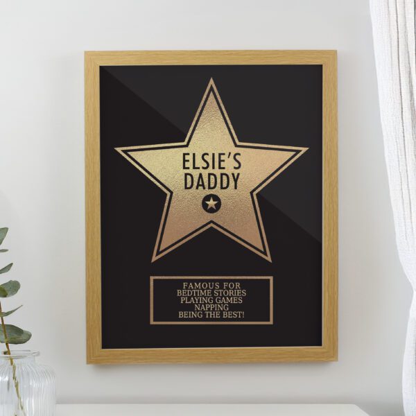 Personalised Star Award Oak Poster Frame