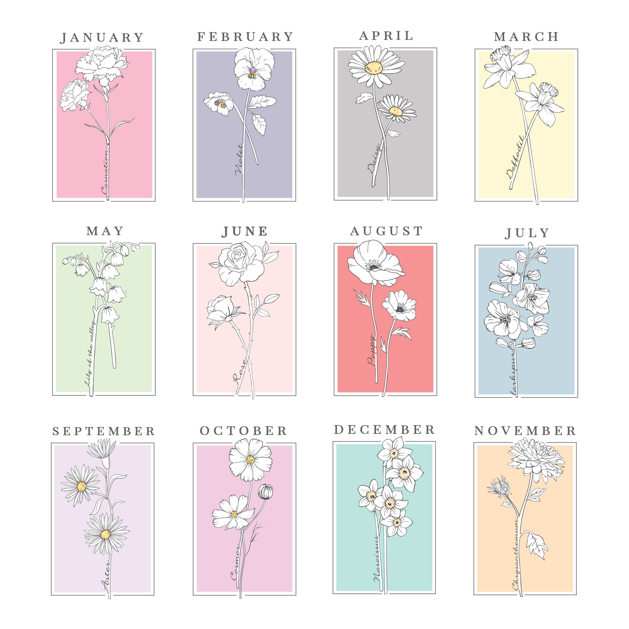 Personalised Birth Flower White Poster Frame 2 Personalised Birth Flower White Poster Frame
