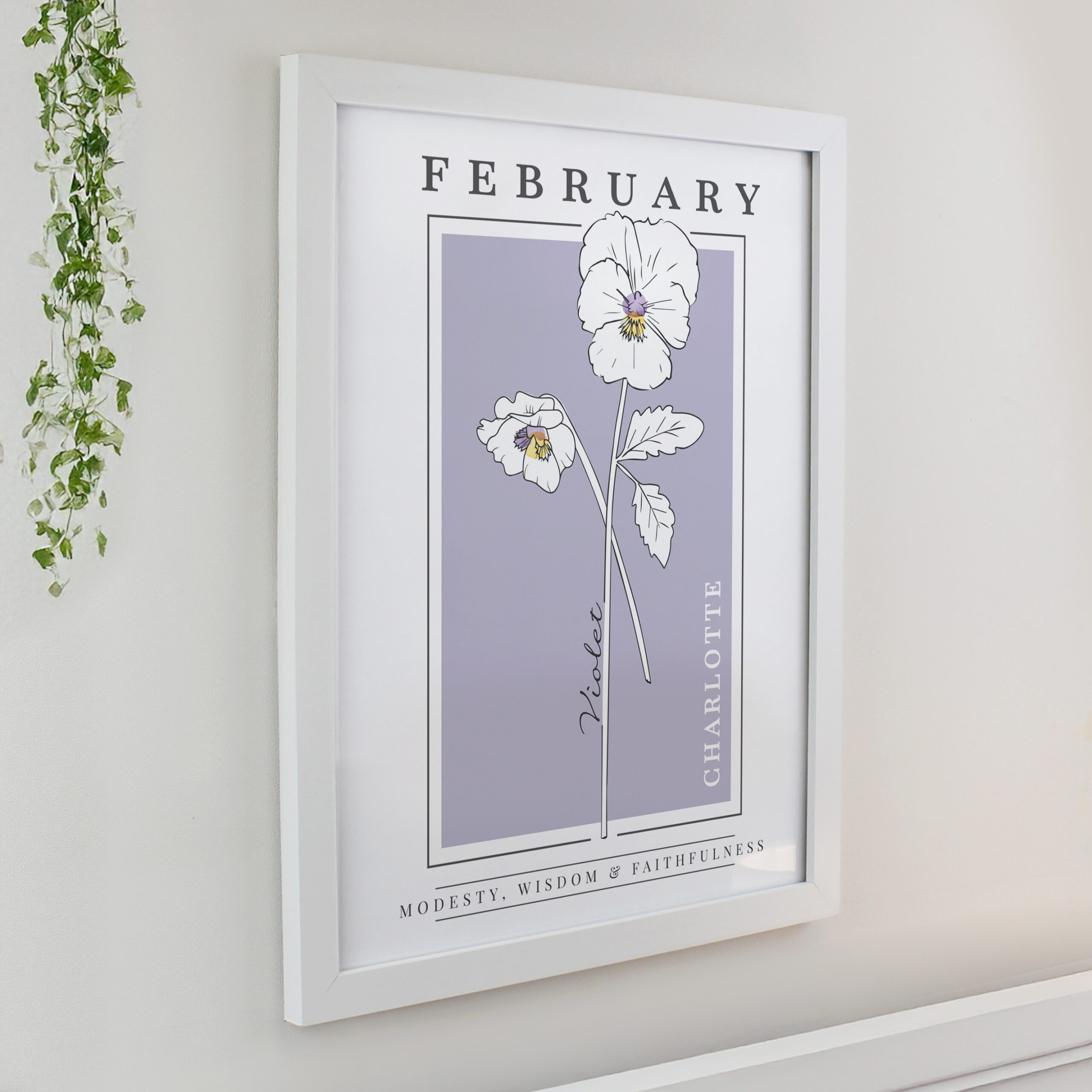 Personalised Birth Flower White Poster Frame 3 Personalised Birth Flower White Poster Frame