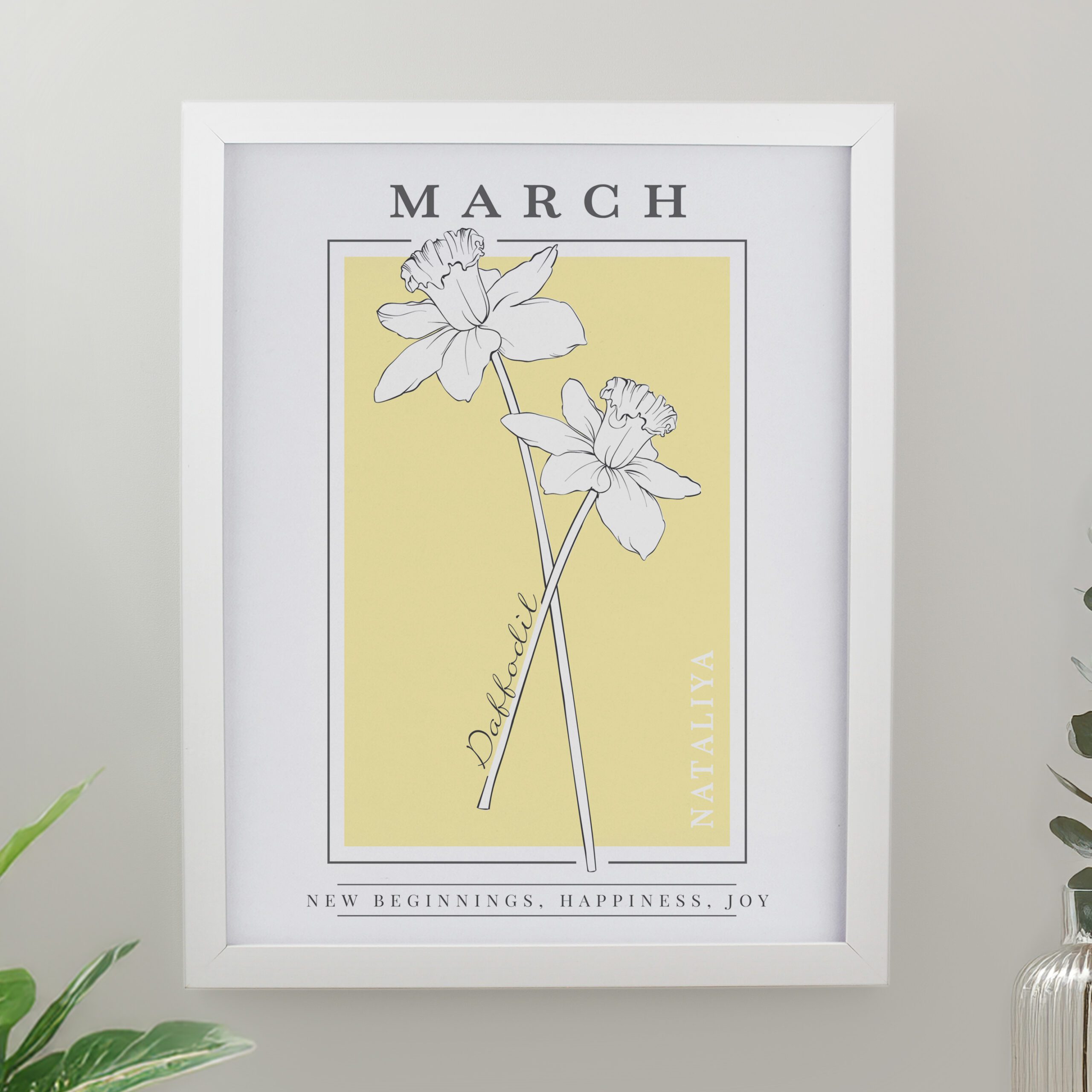 Personalised Birth Flower White Poster Frame 4 Personalised Birth Flower White Poster Frame